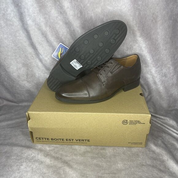 New In Box Men\'s Clarks, Cap Toe Oxford 26156672 Dark Brown Leather 10 M main image 7